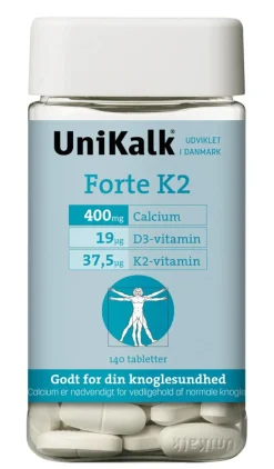 Forte K2 - Kalk 400 mg, K2 37,5 µg og D-vitamin 19 µg
