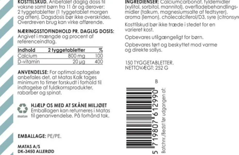 Kalk 400 mg + D-vitamin 10 µg