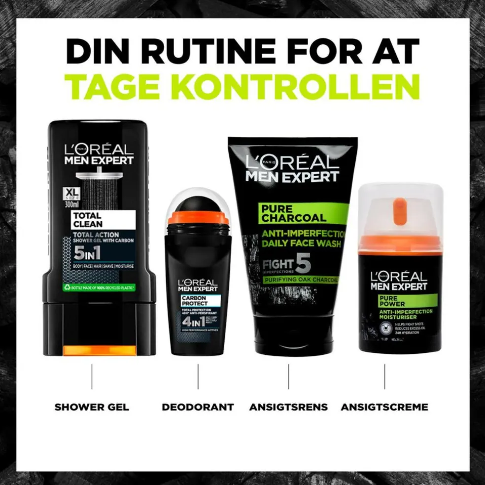 Men Expert Face Cleansing Gel Pure Charcoal Wash
