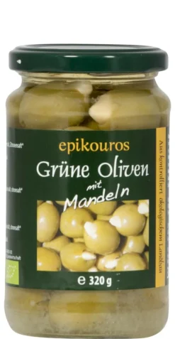 Oliven Grønne m. mandler (græsk) Ø