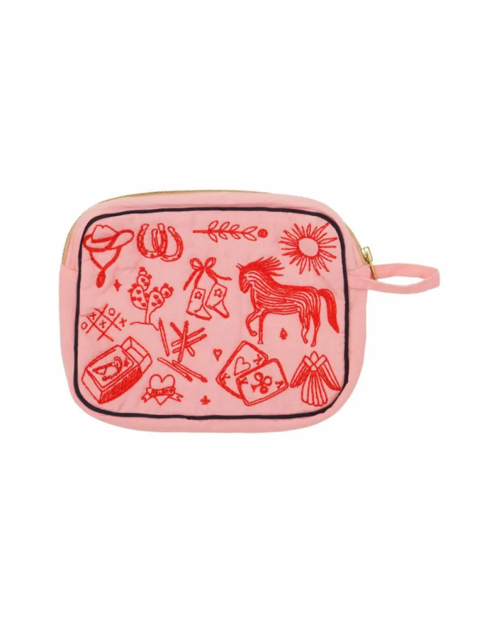Polly Embroidery Makeup Clutch