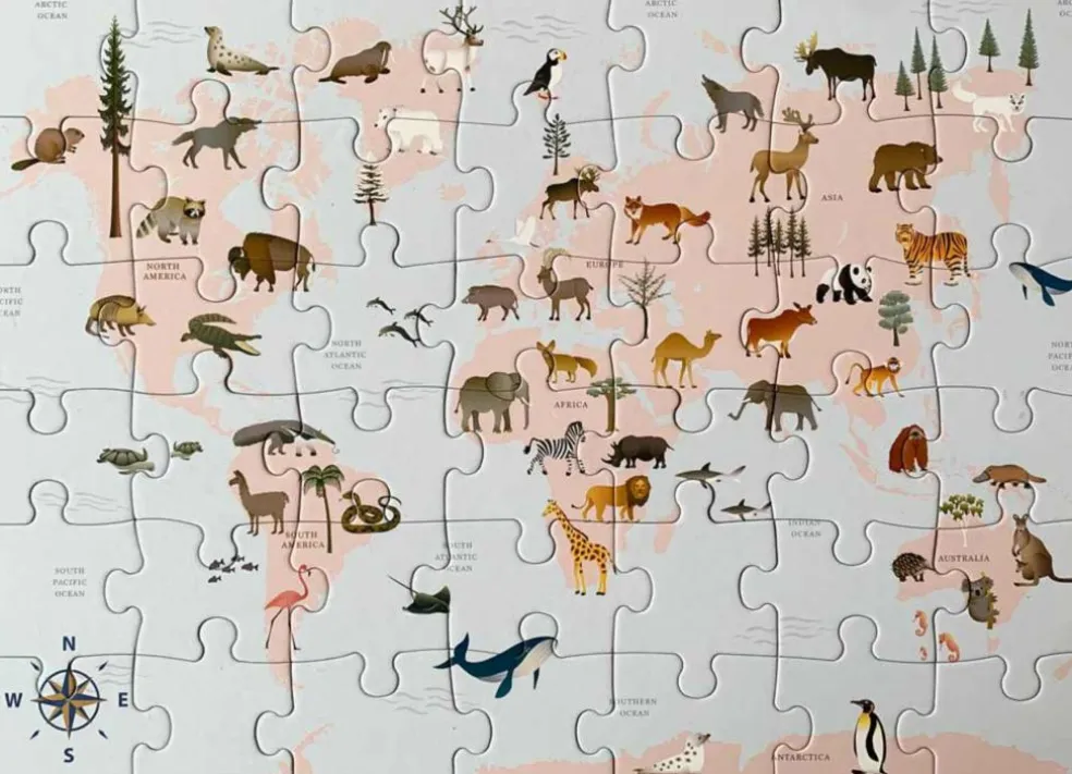 Puslespil 'World Map Animal'