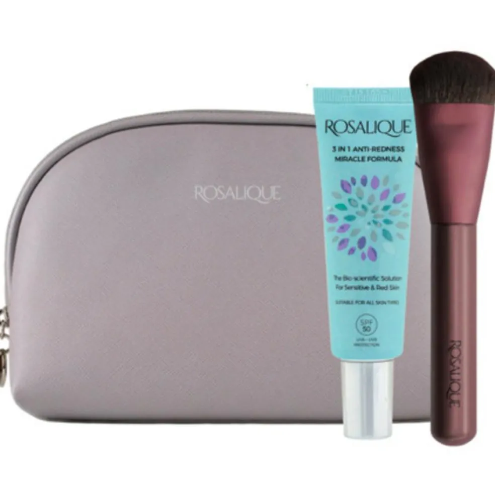 Toilettaske + Miracle Foundation Brush + Anti-redness Cream